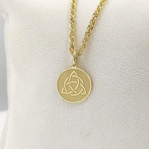 14K Solid Gold Celtic Knot Pendant, Trinity Knot Necklace, Triquetra Jewelry, Celtic Triquetra Necklace, Celtic Charm, Triquetra Necklace