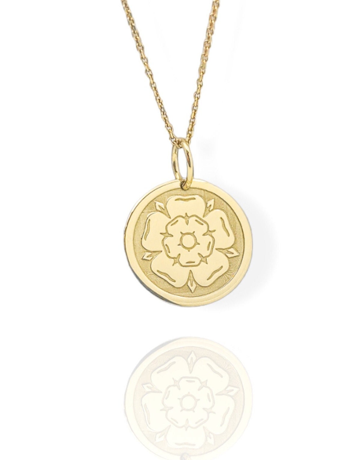 9ct White Gold Yorkshire Rose Charm Pendant