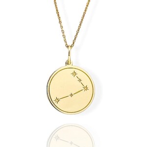 14K Solid Gold Aries Necklace, Aries Zodiac Sign Pendant, Horoscope Star Sign Jewelry, Astrology Charm, Celestial Necklace, Aries Pendant