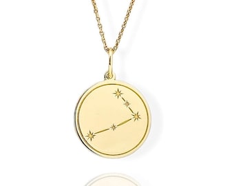 Colar de Áries em ouro maciço 14K: pingente com o signo do zodíaco