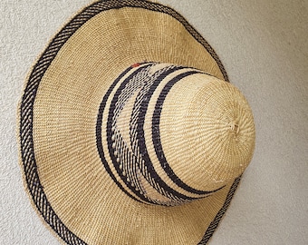 Bolga Hat,Summer Hat,Woven Sun Hat, Beach Hat, Stlyish Hat, Chapau d&#39;été , Straw hat, Chapeau De Paille du Ghana