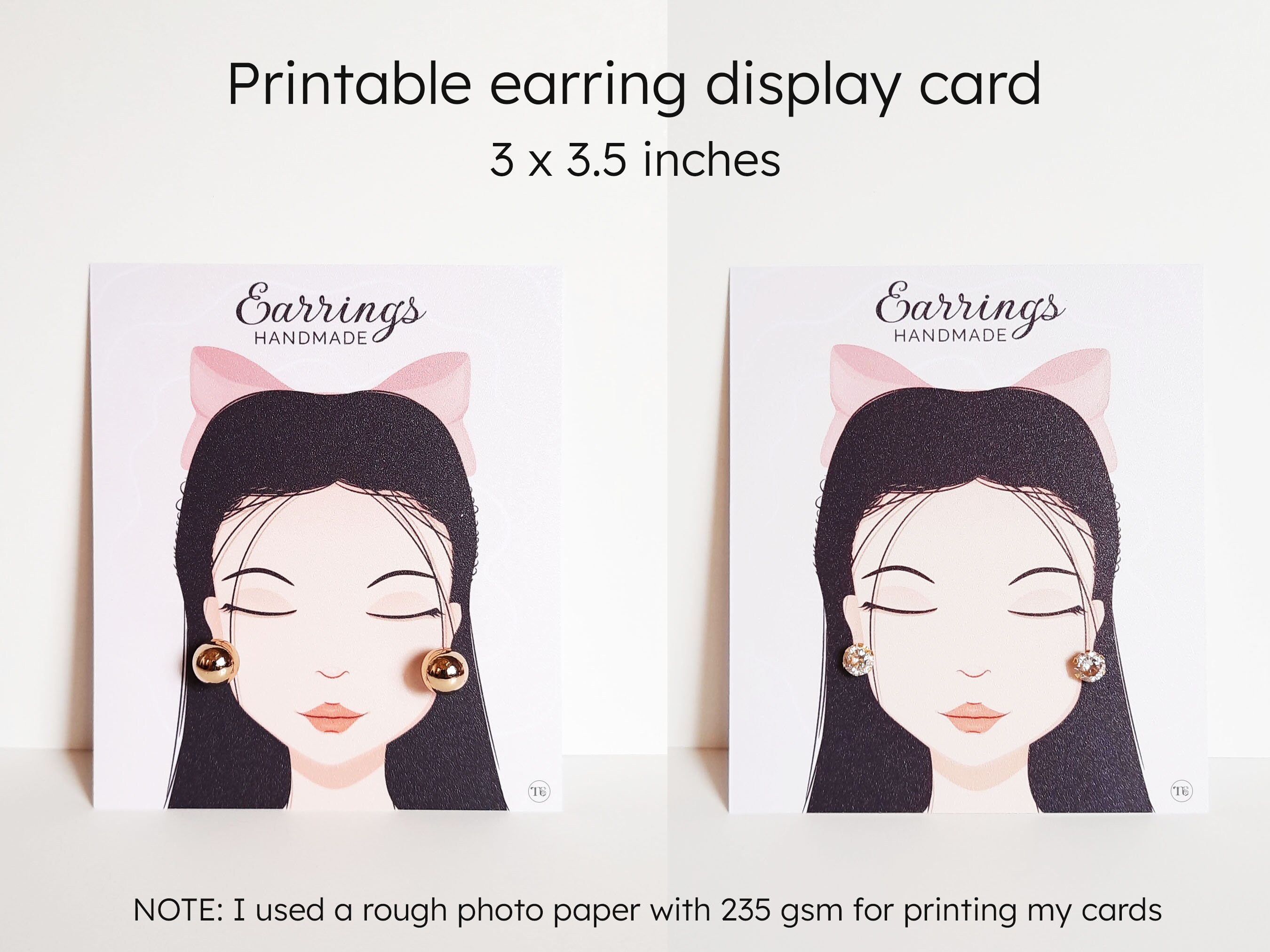 PRINTABLE Earring Card Template Editable Earring Display Card