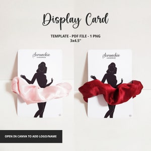 Scrunchies Display Card Vorlage Frau Silhouette Design Display Card druckbare PDF-Datei Digital Download