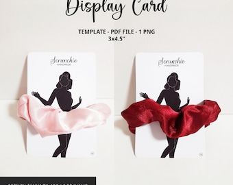 Scrunchies Display Card Template: Woman Silhouette Design (Digital Download)