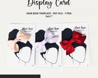 Hair Bow Display Card Template: Single Bun Design (PDF Download)