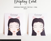Earring Display Card Template: Cute Girl Illustration (PDF Download)