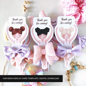 Ballerina Haar Schleife Display Card Template Druckbare Ballett Tänzerin Haar Schleife Karte Gastgeschenk Vorlage PDF Datei Digitaler Download