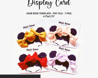 Hair Bow Display Card Template: Double Bun Design (PDF Digital Download)