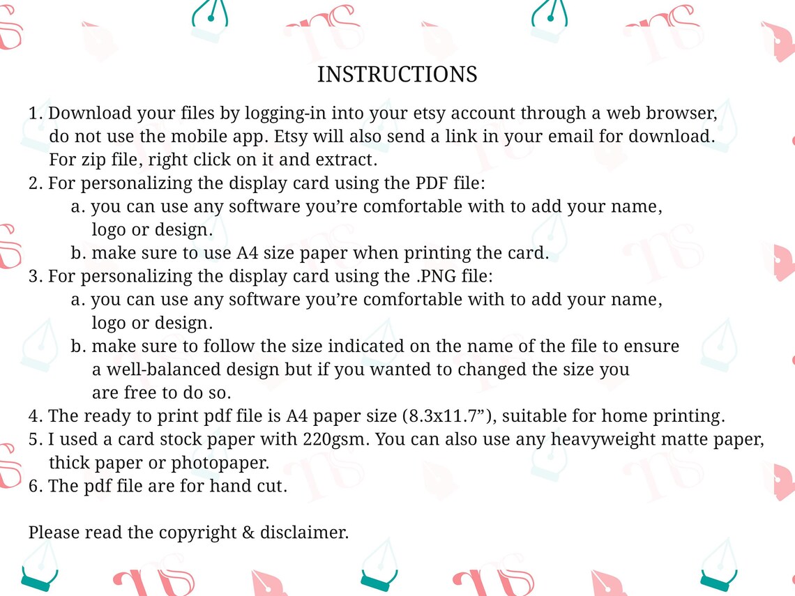 Hair Bow Display Card Template: Printable Backing Card (PDF Download ...