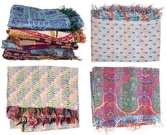 50pcs Wholesale Lot Silk Scarf Kantha Neck Wrap I… - image 4