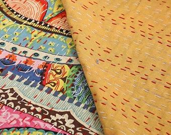 Patch indien travail coton kantha couette queen couvre-lits jeté couverture multi floral bohème couvre-lit boho literie couette kantha fait main