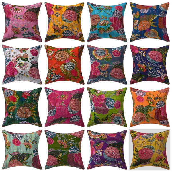 Fundas de almohada Kantha hechas a mano