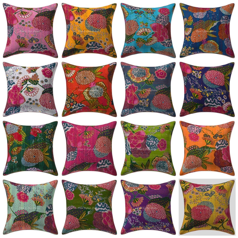 Fundas de almohada Kantha hechas a mano imagen 1