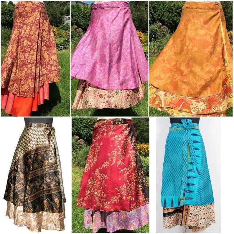 Indian Silk Skirts Vintage Silk Skirt Bohemian Skirts Wrap Etsy