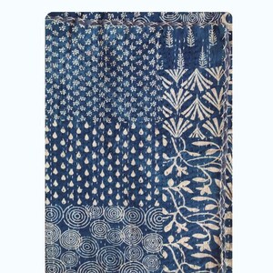 Kantha-Indigoblaue Steppdecke, indische Kantha-Tagesdecke, Bettwäsche, Überwurf, Einzelbett Bild 4