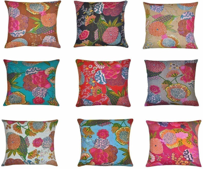 Handmade Kantha Pillow Covers image 4