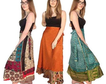 Silk Long Wrap Skirts