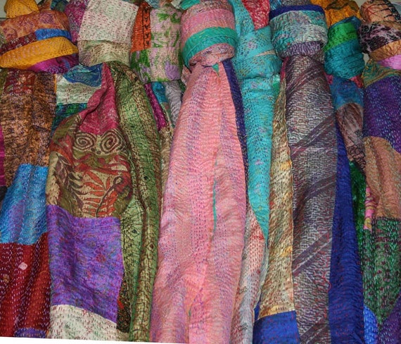 50pcs Wholesale Lot Silk Scarf Kantha Neck Wrap I… - image 1