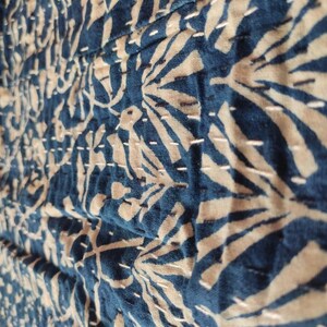 Kantha Indigo Blue Quilt Indian Kantha Bedspread Bedding Bedcover Throw Twin Bed zdjęcie 3