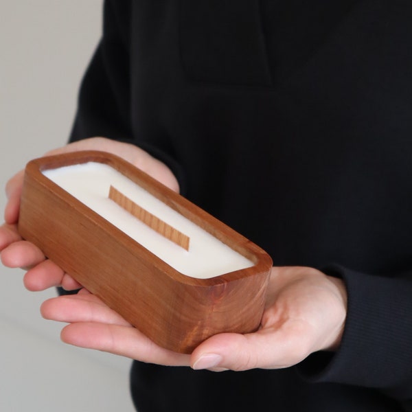 Bougie de bol de pâte avec couvercle, bougie de mèche en bois, cadeaux pour amis, options de bougie ou d’arôme sans parfum, bougie de cire de soja en bois