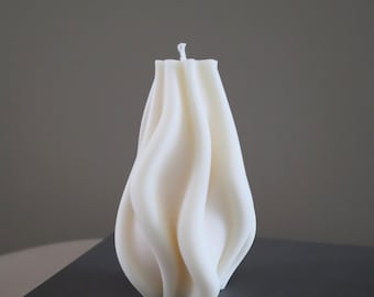 Unique Wavy Swirl Soy Wax Natural Candle for Japandi Interior Aesthetic Gift for Her. Unscented and Aroma options