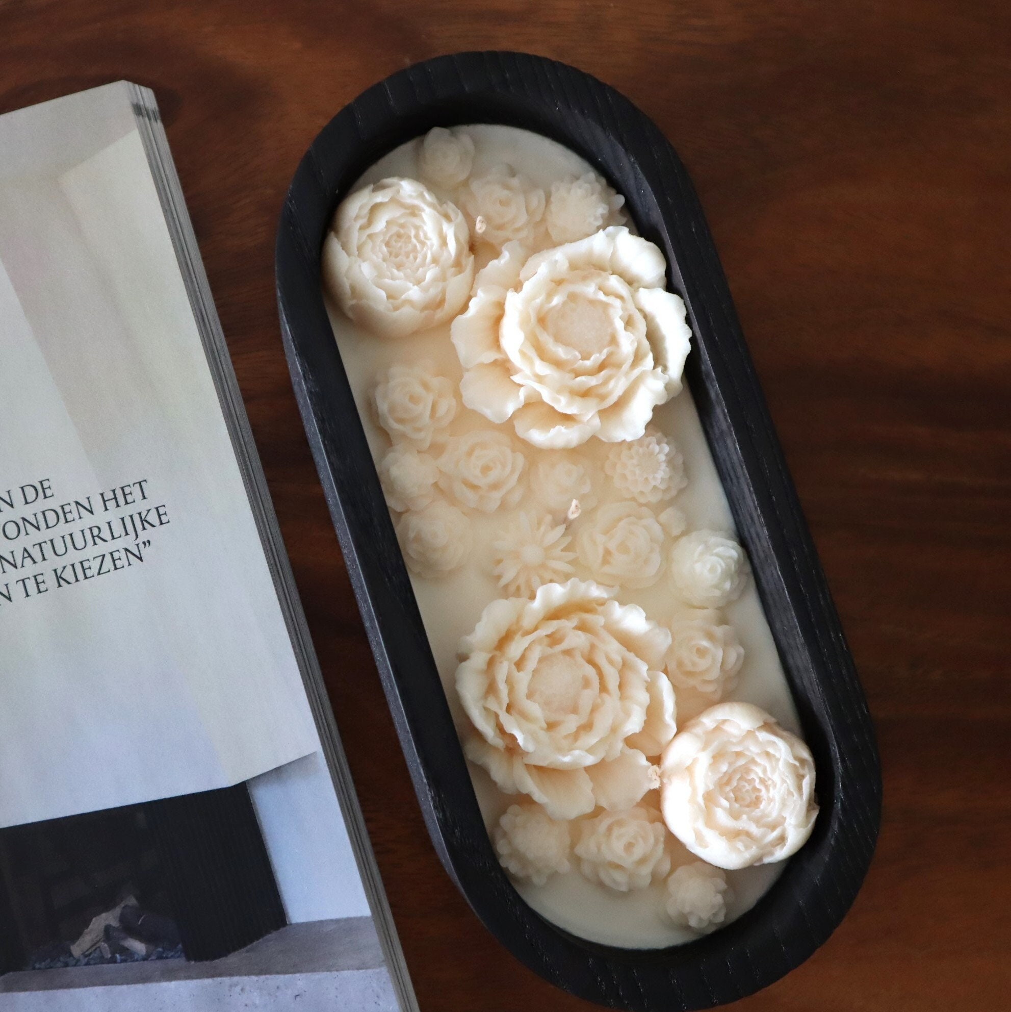 Big 3 Wick Candle 17 Oz in a Wooden Bowl with a Lid, Soy wax candle with a wooden wick, Custom Scent and Fragrance-free
