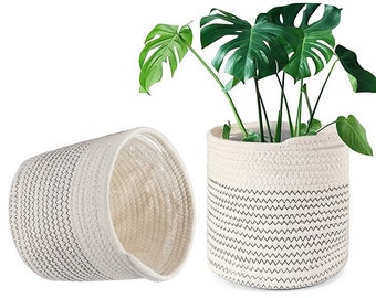 Nordic Garden Plant Pot Woven Flower Basket Home Decoration Flower Pots Linen Plants Container Indoor Living Room Decor 20x20cm