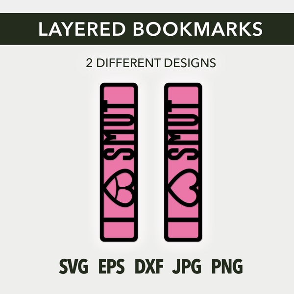 Smut bookmark SVG files, 2 designs incl. | Smut Bookmarks | Layered Bookmark Cut File | Cricut Beginner | Instant Download, Digital File