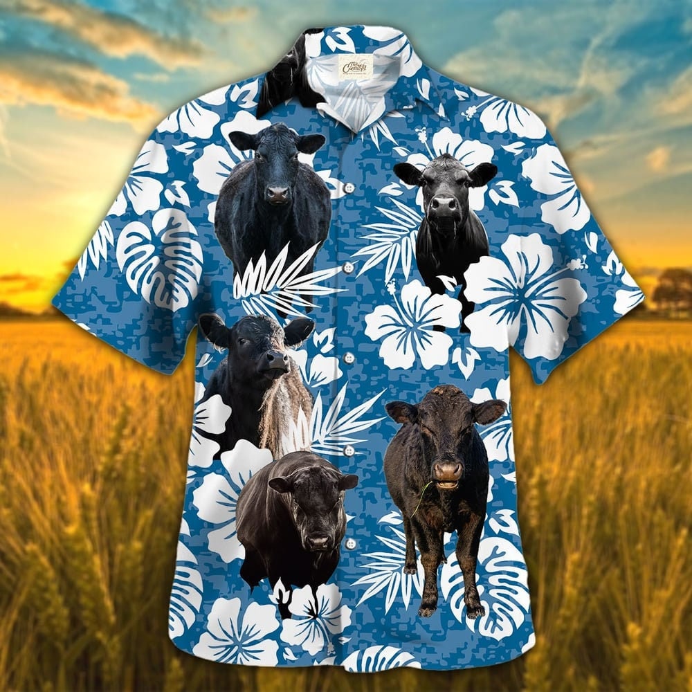 Cow Lovers Black Angus Shirt, Cattle Tropical Hawaiian Shirt