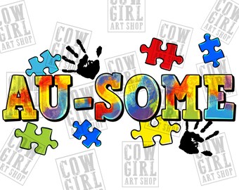 Au-some png sublimation design download, Autism Awareness png, Autism life png, Autism png, sublimate designs download