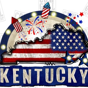 Kentucky 4. Juli png Sublimation Design download, 4. Juli png, Amerikanische Flagge png, Kentucky Karte png, sublimate Designs download