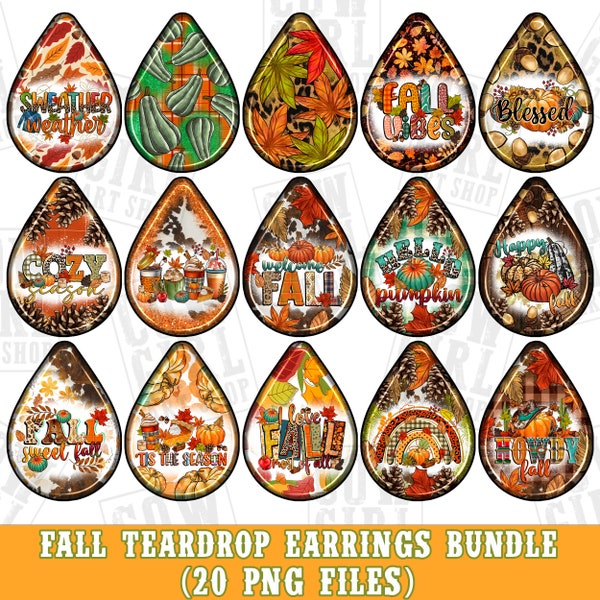 Fall teardrop earrings bundle png, Hello Fall png, Autumn teardrop earrings png, Fall vibes png, sublimate designs download