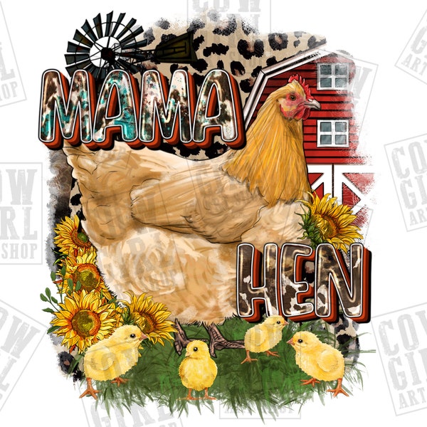 Mama hen western png sublimation design download, chicken png, chicken mama png, farm life png, animal png, sublimate designs download