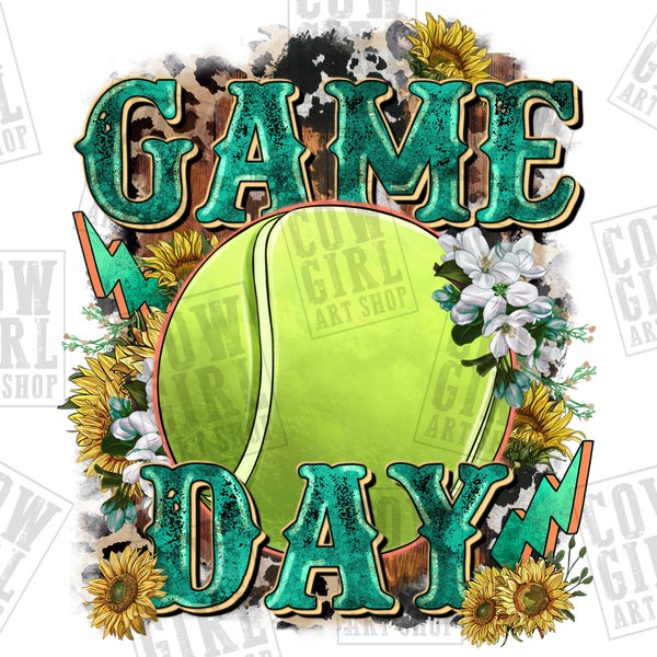 Game day Tennis ball png sublimation design download, Tennis png, Sports png, western background png, sublimate designs download