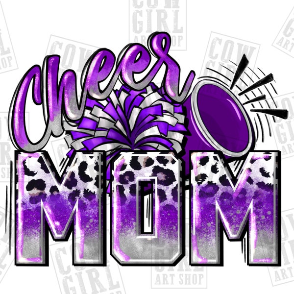 Cheer mom purple and silver png sublimation design download, western mom png, Mother's day png, school spirit png,sublimate designs download