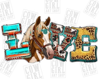 Western love horse png sublimation design download, Hand drawn Horse png, western Horse png, Horse png, sublimate designs download