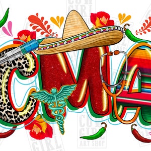 Puede incluir: Un diseño gráfico colorido con las letras "CMA" sobre un fondo a rayas rojo, blanco y verde. Las letras están delineadas en amarillo y tienen un efecto brillante. También se incluye un estetoscopio, una jeringa y un caduceo en el diseño.