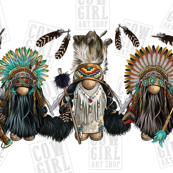 Native American gnomies png sublimation design download, Indian png, Native American png, Indian headdress png, sublimate designs download