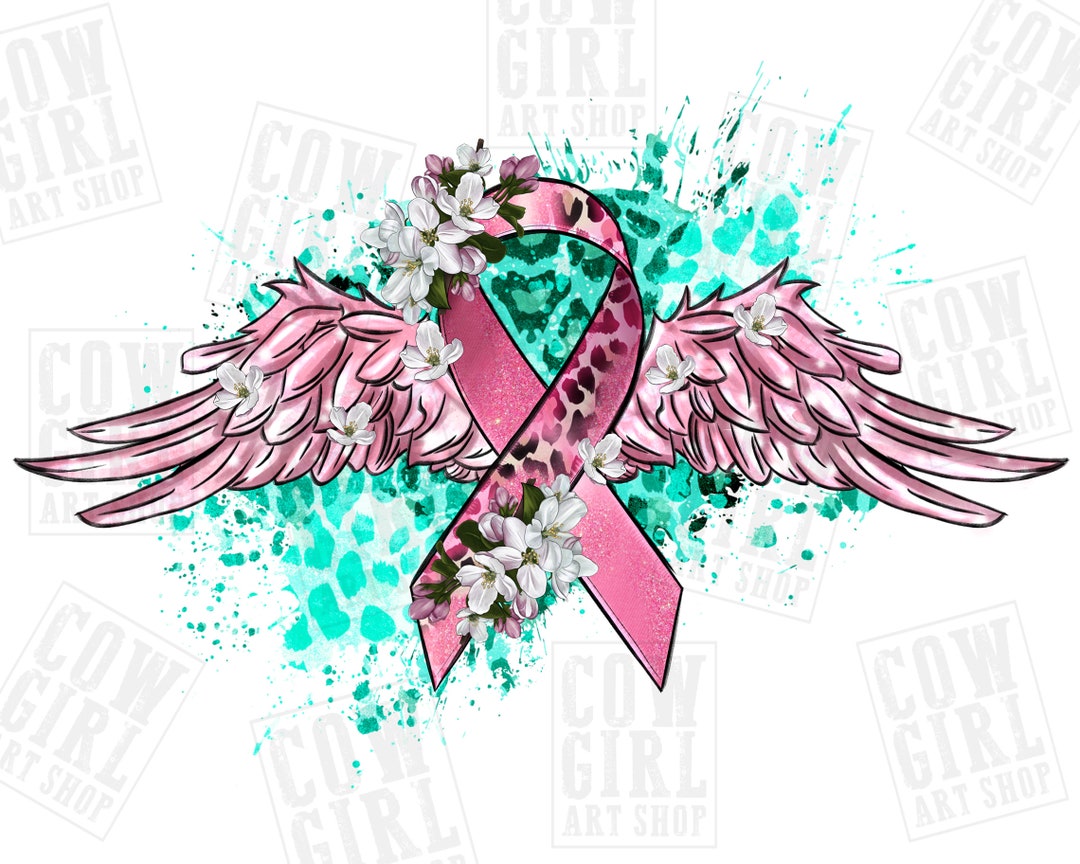 Cancer Ribbon With Angel Wings, Breast Cancer Png, Cancer Awareness Png