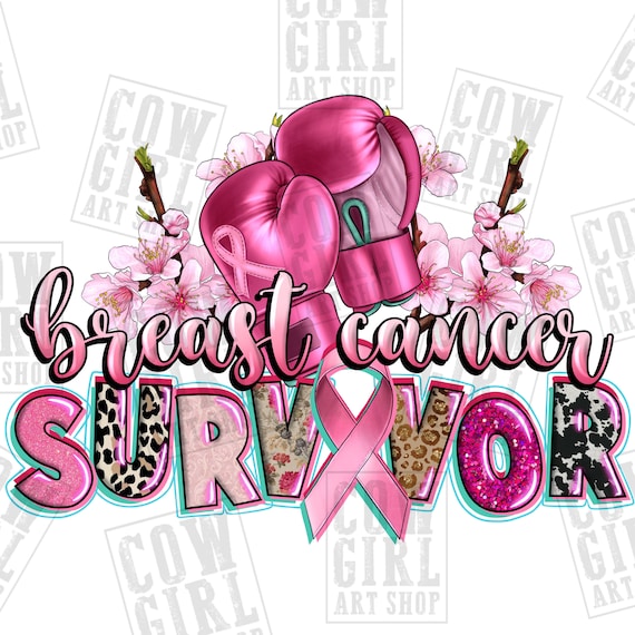 Breast Cancer survivor png sublimation design download, Breast Cancer png, Cancer ribbon png, boxing gloves png, sublimate designs download