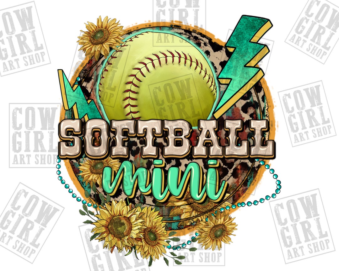 Softball Mini Png Sublimation Design Download, Softball Png, Sports Mini Png, Sunflowers
