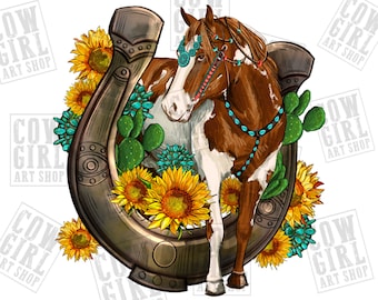 Western Horse with horseshoe png sublimation design download, Hand drawn Horse png, western Horse png, Horse png, sublimate designs download