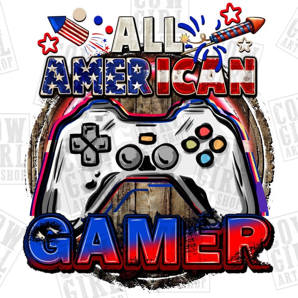 All American gamer 4th of July png sublimation design download, 4th of July png, American flag png, USA gamer png,sublimate designs download