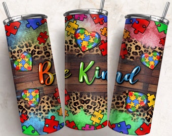 Wees vriendelijk Autisme 20oz magere tumbler png sublimate ontwerp, Autism bewustzijn png, Autisme tumbler png, westerse tumbler png, sublimate download