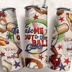 Take me out to the ball game 20 oz skinny tumbler png, tumbler wrap png, Baseball png, 20 oz tumbler designs, Baseball tumbler png download
