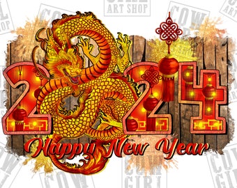 Year of the Dragon Chinese New Year 2024 png sublimation design download, Happy New Year png, 2024 png design, sublimate designs download