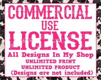 Whole Shop Designs Commercial Use License, Commercial Use License for Physical Products, License for commercial use of the PNG digital files