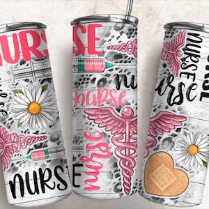 Nurse 20 oz skinny tumbler png sublimation design download, Nurse tumbler wrap png, 20 oz tumbler designs, tumbler png download