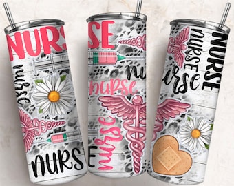 Nurse 20 oz skinny tumbler png sublimation design download, Nurse tumbler wrap png, 20 oz tumbler designs, tumbler png download
