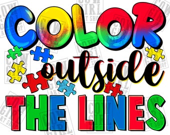 Farbe außerhalb der Linien png Sublimation Design herunterladen, Autismus Bewusstsein png, Autismus Leben png, Autismus Puzzle png,sublimate designs download